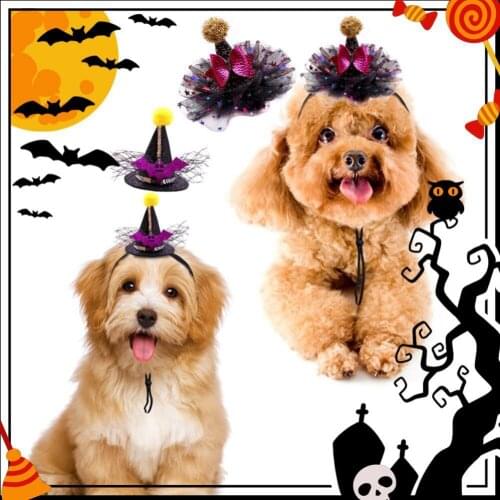 Pet Cat Dog Halloween Cosplay Witch Hat Prop Headgear Fancy Costume Outfit Cat Costumes Photo Props Headwear