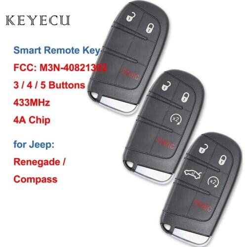 Keyecu Smart Remote Car Key 433MHz 4A Chip for Jeep Renegade Compass 2015 2016 2017 2018 2019 2020 2021 M3N-40821302