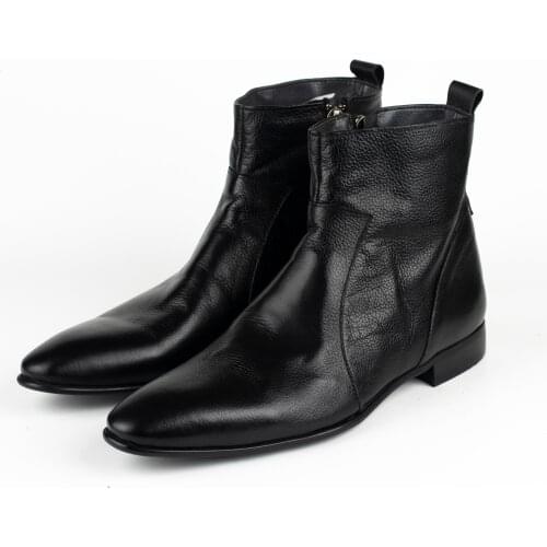 Chealse Boot Leather Black Preimum Quality Zipper at The Side Made in Turkey Handpatina Handmade Office and casual wear