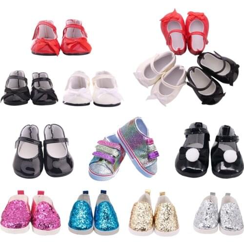 7.5 Cm Doll Sequins Shoes For 16-18 Inch Girl/Boy Doll & 43 Cm Bebe Reborn Doll Toys & Our Generation Baby Festival Gift