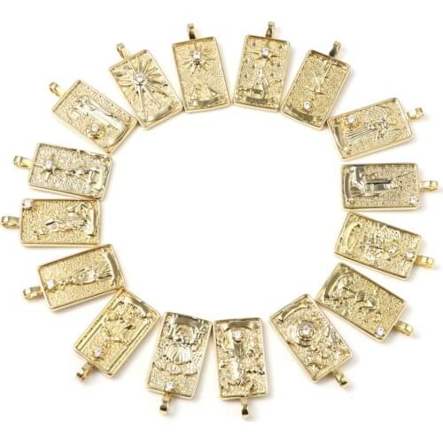 2021 Cubic Zirconia Tarot Pendant For Necklace Jewelry Making Mysterious Destiny Pendant Necklace DIY Findings Good Luck