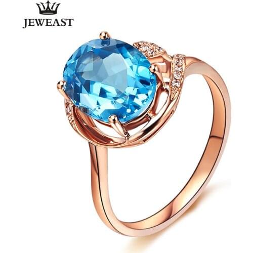 LSZB Natural topaz 18K Pure Gold 2020 New Hot Selling Top Ring Women Heart Shape Ring For Ladies Woman Genuine Jewelry