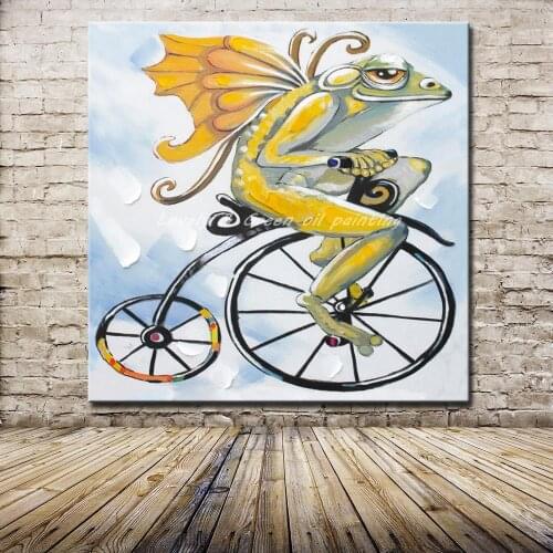 Mintura Wall Paintings Hand Painted Chameleon Cartoon Animals Oil Painting On Canvas Pop Art Pictures For Living Room Home Decor
