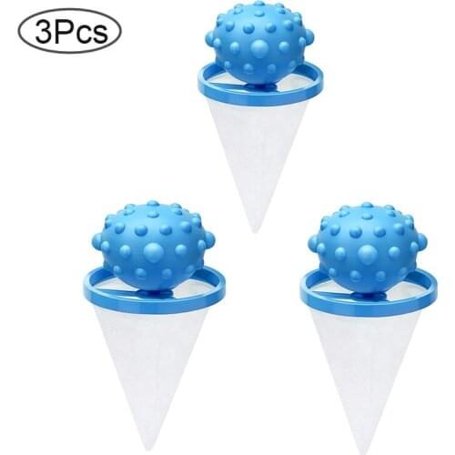 3Pcs Reusable Hair Lint Catcher Filter for Washing Machine Floating Pet Hair Wash Ball Laundry Lint Removal Cleaning Mesh Bag
