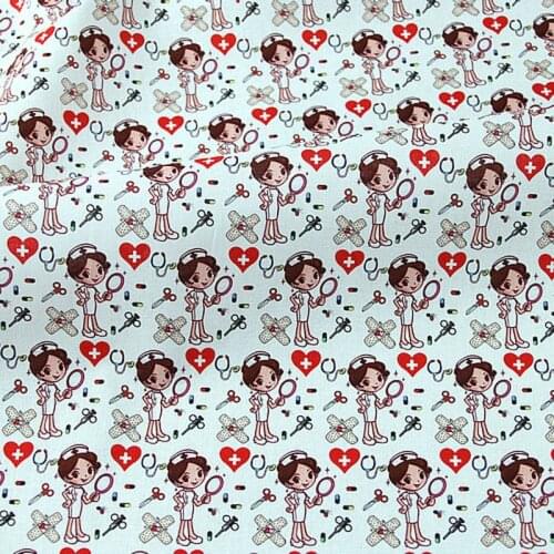 Cartoon Beautiful Nurse Cotton Fabric Cloth Drawing for Clothes Hometextile Backpacks Slipcover Cushion Cover DIY Material