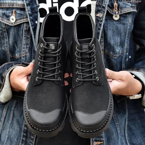 2019 new luxury brand high-top shoes winter mens boots casual sports shoes lace up safety work men snow boots large size