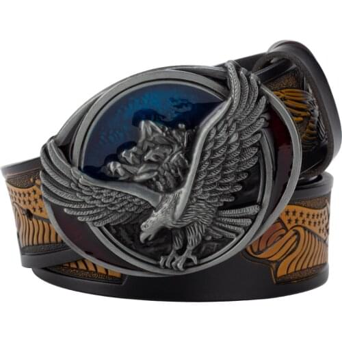 Spread Your Wings And Fly Eagle Buckle Genuine Leather Belt For Man
