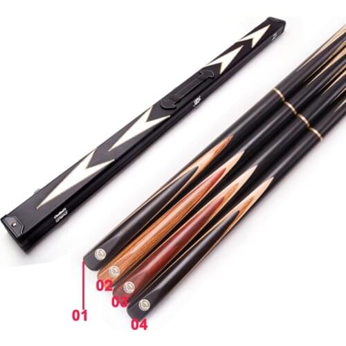 Xmlivet Free shipping 9.5mm Snooker Cue Sticks 3/4 Joint with four sides inlay 1pc cue+ 1pc snooker cue case set High quality
