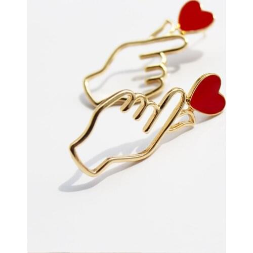 TARCLIY Gentle Lovely Drip Glaze Heart Ear Studs Geometry Finger Hipster Small Stud Earring Fashion Jewelry For Girls And Women