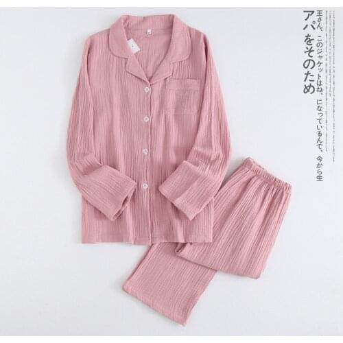 New Autumn Lovers Cotton Crepe Mens and Womens Living Clothes Plus Size Pajamas Long Sleeved Trousers Plus Size Sexy Pijama