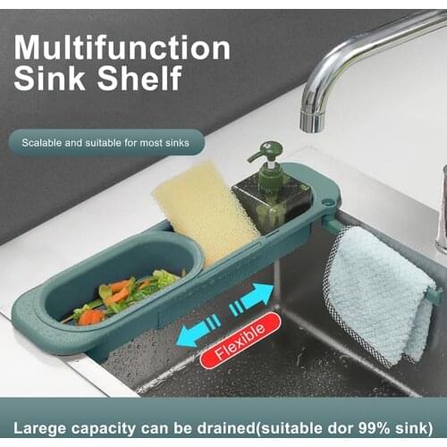 Kitchen Sink Organizer Dish Drainer Organizer for Soap Towel Rack Home Supply Kitchen Accessories Adjustable Shelf Storage Rack