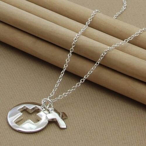 925 Sterling Silver Round Cross Pendant Necklace For Woman Fashion Wedding Engagement Party Charm Jewelry Gifts