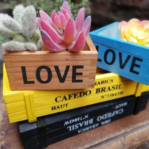 Drop shipping More Style Vintage Wooden Succulent Plants Potted Flower Holder Desktop Organizer Case Storage Box Felt Flowerpot