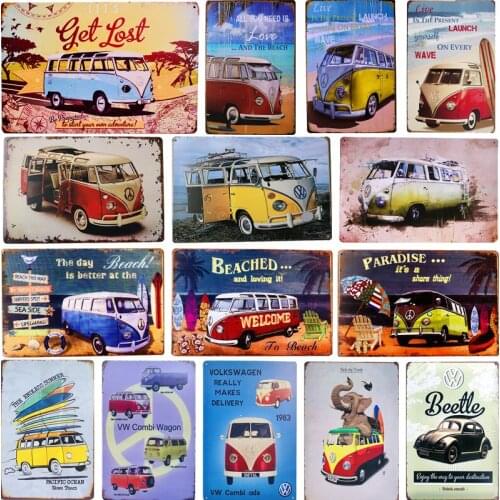 Shabby Metal Tin Sign Garage Decor Bus Car Wall Signs Retro Decorative Plate Poster Bar Car Club Art Tinplate Painting Plaques