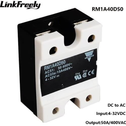 RM1A40D50 5pcs 50A SCR DC AC SSR Solid State Relay,5V 12V 24V 32VDC Input 42-440VAC Output,2SCR LED Indicator Relay Switch Board