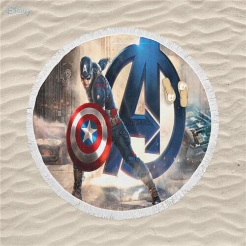 Marvel Captain America 3d Round Beach Towel Microfiber Fabric Cartoon Bath Towels Summer Beach Mat Toallas 150cm Adult Kids Gift