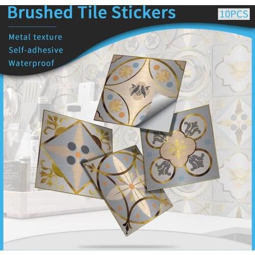 Diy Self Adhesive Tile Wall Stickers Waterpooof Metal Brushed Texture Wallpaper Kitchen Waterproof Home Decoration Pvc Panel