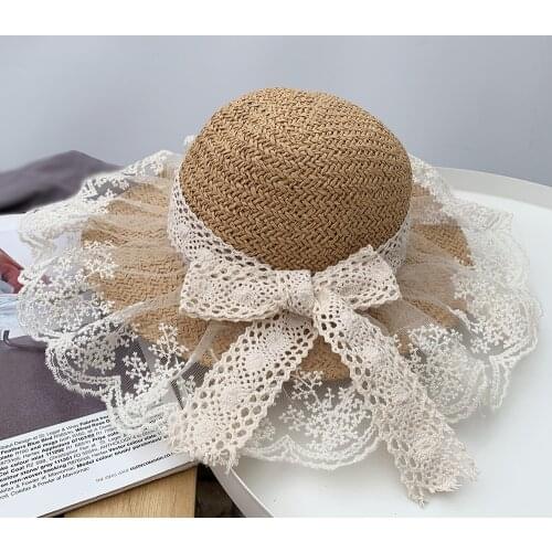 2020 New Summer Parent-child Straw Hat Casual Panama Hat Summer Caps Women Sun Block UV protection Panama Hat For Girls bone