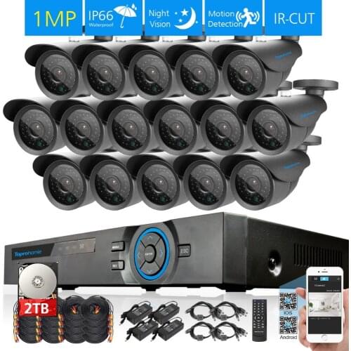 TOPROHOIME 16channel AHD 1.0MP 720P security IP66 in/outdoor camera CCTV System 16ch Video Surveillance HDMI 1080P AHD system