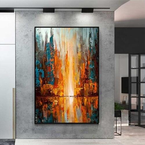 Modern Abstract Oil Painting Hand Painted Wall Art On Canvas Waterfall Scenery Painting Cuadros Grandes Decoracion Salon Office