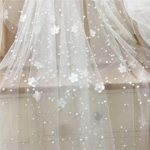 Three-dimensional flower pearl beaded net yarn light luxury and beautiful wedding dress high-definition DIY accessories