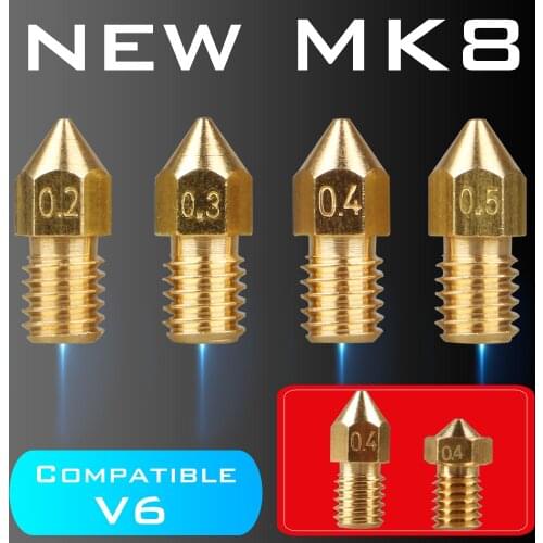 LERDGE 3d Printer Parts New MK8 Nozzle Print Extruder Hotend 1.75mm Brass Copper 0.2 0.3 0.4 0.5 Makerbot Accessories