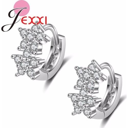 Chic Royal Elegant Double Crown Design Ear Jewelry Fashion Rhinestone 925 Silver Hoop Piercing Earring Low Price Ear Cuff