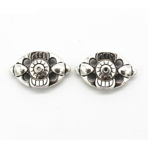 10 PCS 23mm*14mm Vintage Metal Alloy Tibetan Silver Color Spacer Beads Nepal Hollow Connector Charm For Jewelry Making 459bz