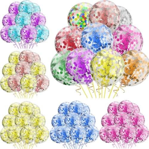 12 Inch 10pcs Transparent Balloon Confetti Helium Balloon Baby Shower Birthday Party Wedding Decoration Balloon Sequins