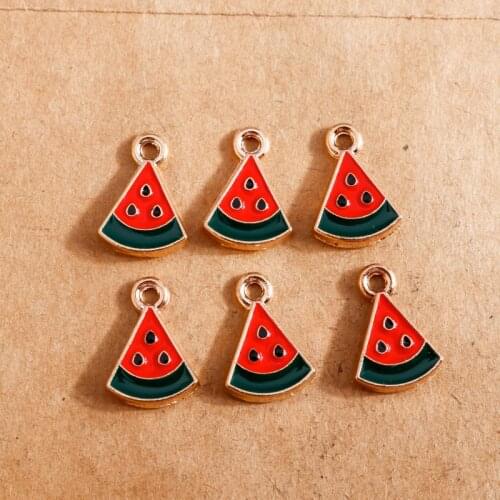 10pcs 12*16mm Enamel Watermelon Fruits Charms for Jewelry Making Earring Pendants Bracelets Necklace Charms DIY Findings