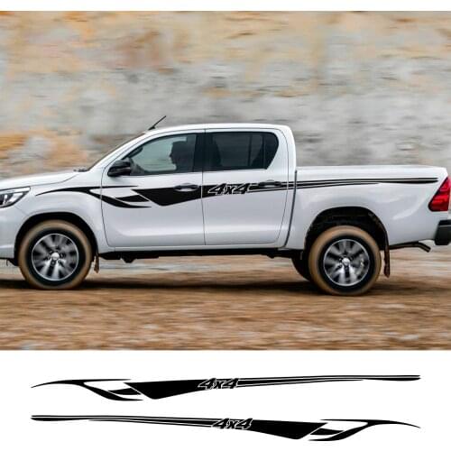 2PCS Car Stickers Pickup Door Side Stripes Decal For Toyota Hilux Truck Waist Line Graphical Vinyl Custom Cover Auto Accessories