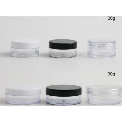 360 x 20g 30g DIY Mini Portable Small Jar Pot Box Makeup Nail Art Cosmetic Cream Box Black Clear White Cap Container Plastic Jar
