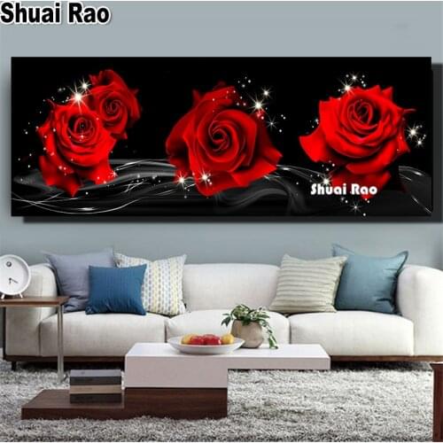 5d full square round diamond painting large size"Red Rose Black"mosaic diamond embroidery cross stitch home decor