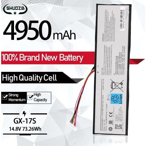 Laptop Battery GX-17S For Gigabyte Aorus X3 Plus V3 Plus V5 X5 X5S X7 V2 V3 V4 V5 V6 73.26Wh 4950mAh 14.8V