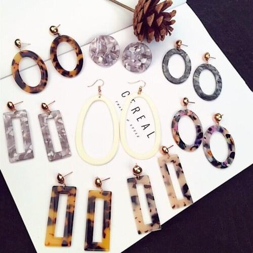 Boho Acrylic Drop Earrings for Women Long Big Hanging Pendants Geometric Bijouterie Exaggerated Leopard Earrings Kolczyki