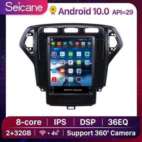 Seicane 9.7 inch Android 10.0 API 29 2+32G DSP Car Radio Stereo Head Unit GPS For 2007-2010 Ford Mondeo mk4 Support 360 Camera