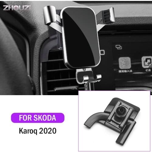 Car Mobile Phone Holder Clip For Skoda Karoq 2020 Air Vent Mounts GPS Support Stand Gravity Navigation Bracket Car Accessories