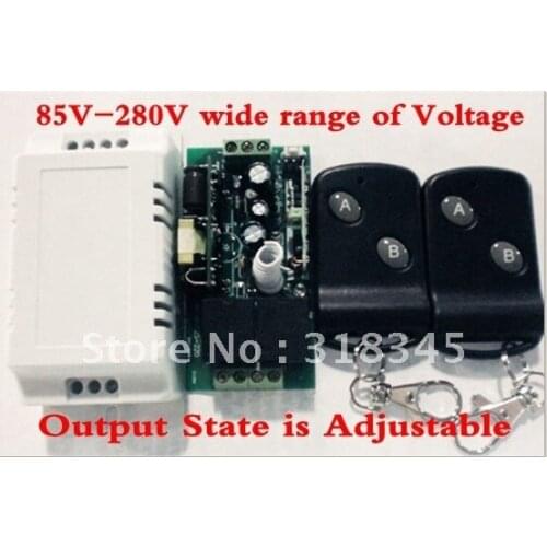 85V-280V wide range voltage RF wireless remote control switch system 1Receiver &2Transmitter 315/433MHZ for LED ON/OFF