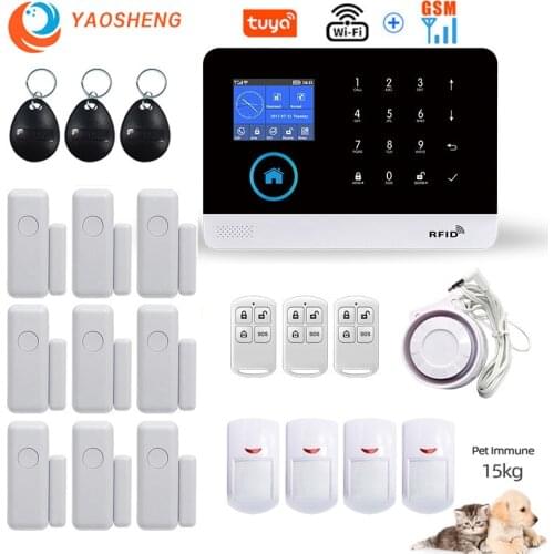TUYA Wireless WIFI GSM Home Security Alarm System With Pet-Proof PIR Motion Sensor Detector Compatible With Alexa & Google Home