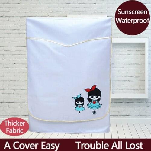 Waterproof Washing Machine Cover Double Coated Silver Sunscreen Washer Protective Case Cartoon Pattern Home Dust Cover