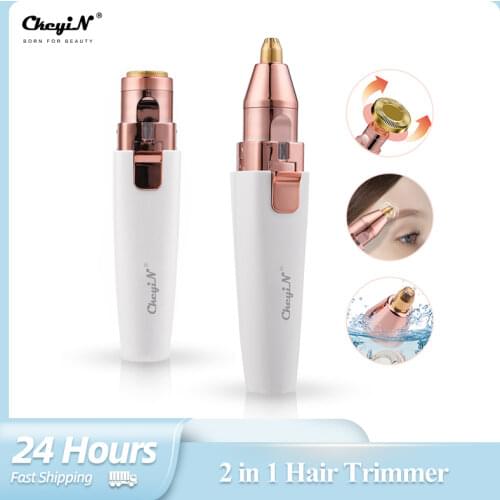 CkeyiN Handy Lipstick Design Eyebrow Trimmer Portable Mini Hair Shaver LED Light Hair Removal Cutter Head Face&Body Hair Trimmer