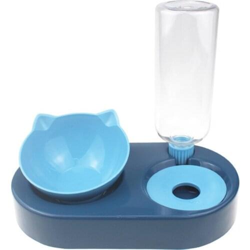2-in-1 Cat Feeding Dispenser Water & Food Feeder 500ML Detachable Water Bottle and Food Bowl for Dog Pet SCVD889