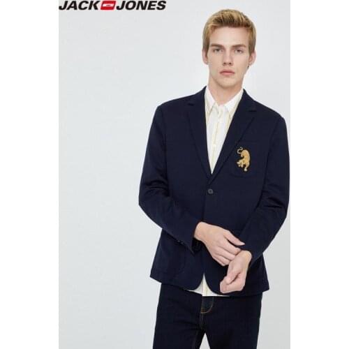 JackJones Mens Slim Fit Woolen 3D Embroidery Business Casual Suit Jacket|220108507