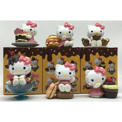 HelloKitty boxed hand office toy, chocolate second-generation Kitty cat suit model decoration ornaments doll girl gift