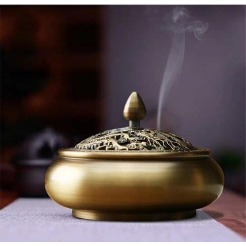 Pure Copper Household Indoor Sandalwood Incense Burner Seat Indoor Household Incense Sticks and Coil Burner