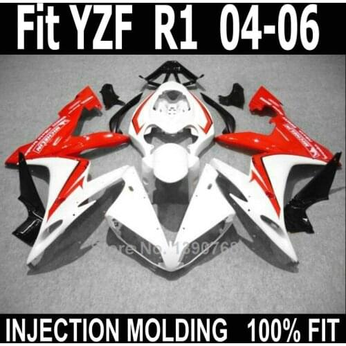 Bodywork kit for YAMAHA injection molded fairings YZFR1 2004 2005 2006 white red black body work fairing kit YZFR1 04 05 06 XF17