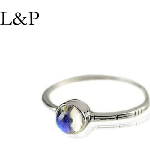 L&P Authentic 925 Sterling Silver Sri Lankan Moonstone Ring For Women Elegant Natural Gemstone Ring Fine Jewelry Wedding Gift