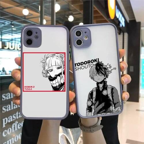 My hero academia Phone Case For iPhone 12 11 Mini Pro XR XS Max 7 8 Plus X Matte transparent Gray Cover