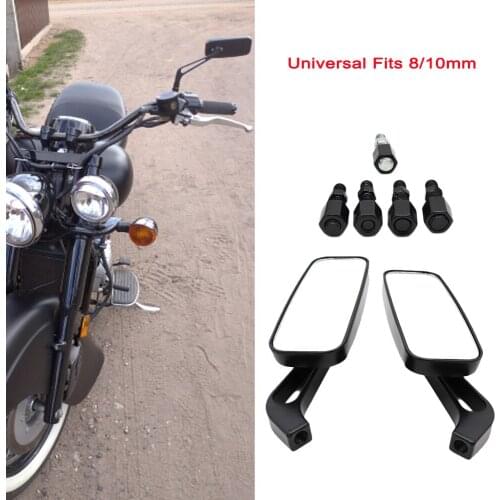 Motorcycle Rectangle Rear View Side Mirrors Left/Right For Honda Yamaha SUZUKI Kawasaki Harley Bobber Chopper 8mm/10mm Threads