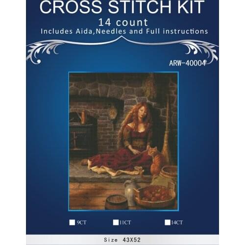 Girl and cat Counted Cross Stitch 14CT Cross Stitch Set Chinese Cotton Cross-stitch Kit Embroidery Needlework